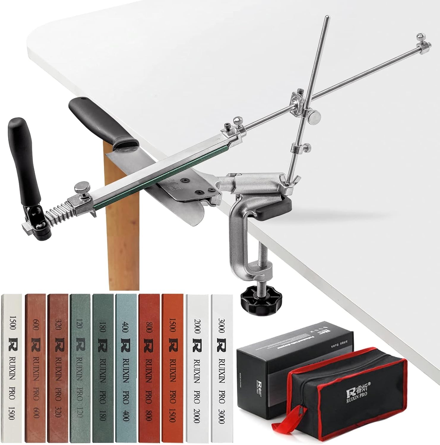 Upgraded RUIXIN PRO RX-008 Professional Knife Sharpener with 10 Whetstones