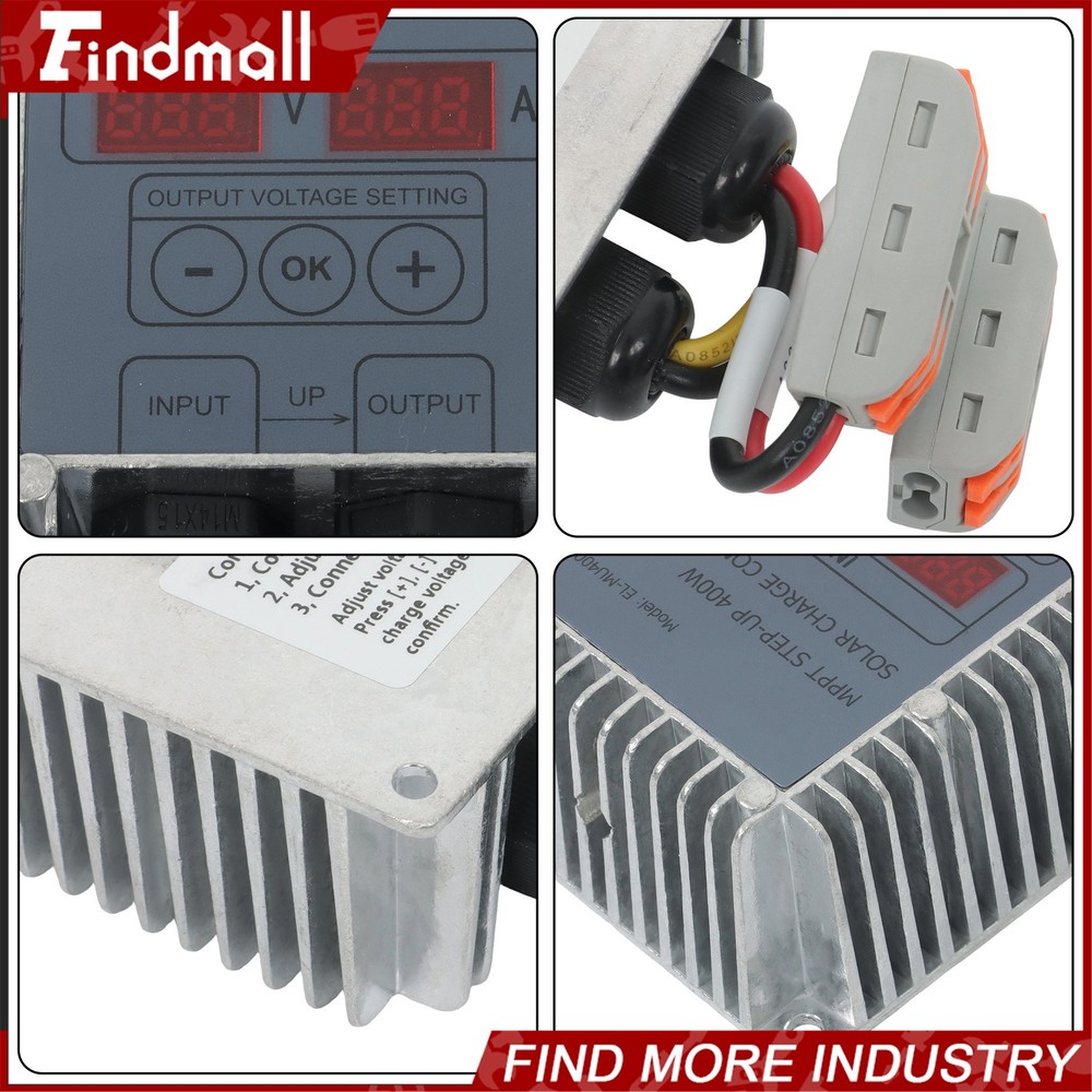 Findmall Solar Battery Charge Controller Boost MPPT Voltage Adjustable 400W