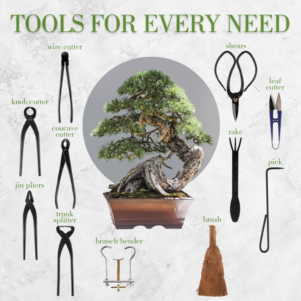 BambooMN Bonsai Kit 15pc Master Tool Set