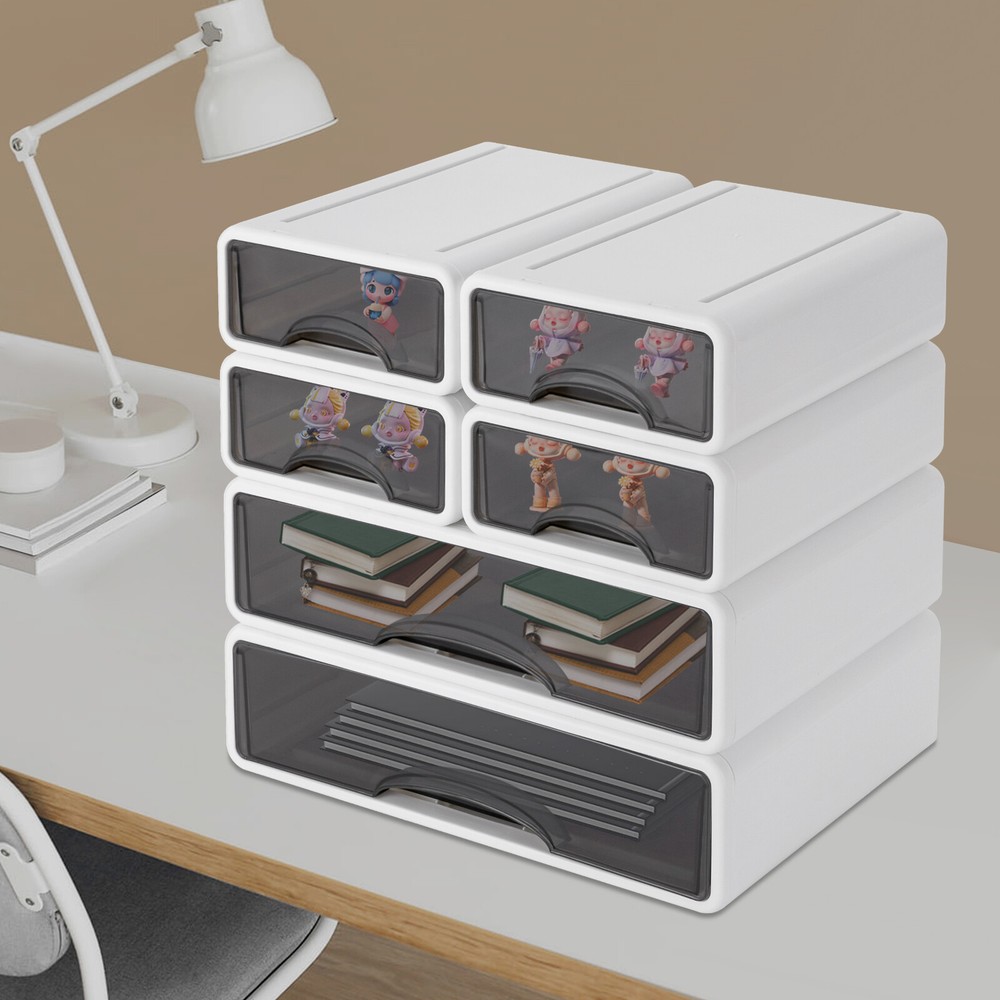 6 Drawer Office Storage Box Plastic Drawers Storage Drawers Stackable Storage