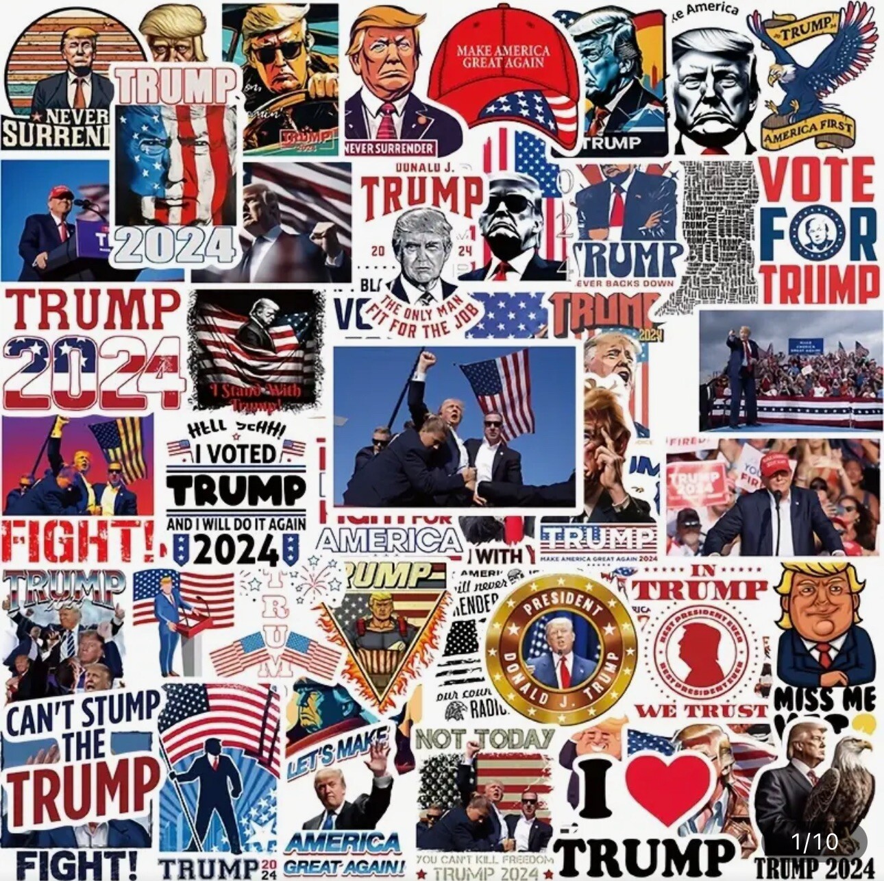 50 Bulk Lot Donald Trump MAGA 2024 Waterproof Car Stickers Decals 2-3” Lot B2