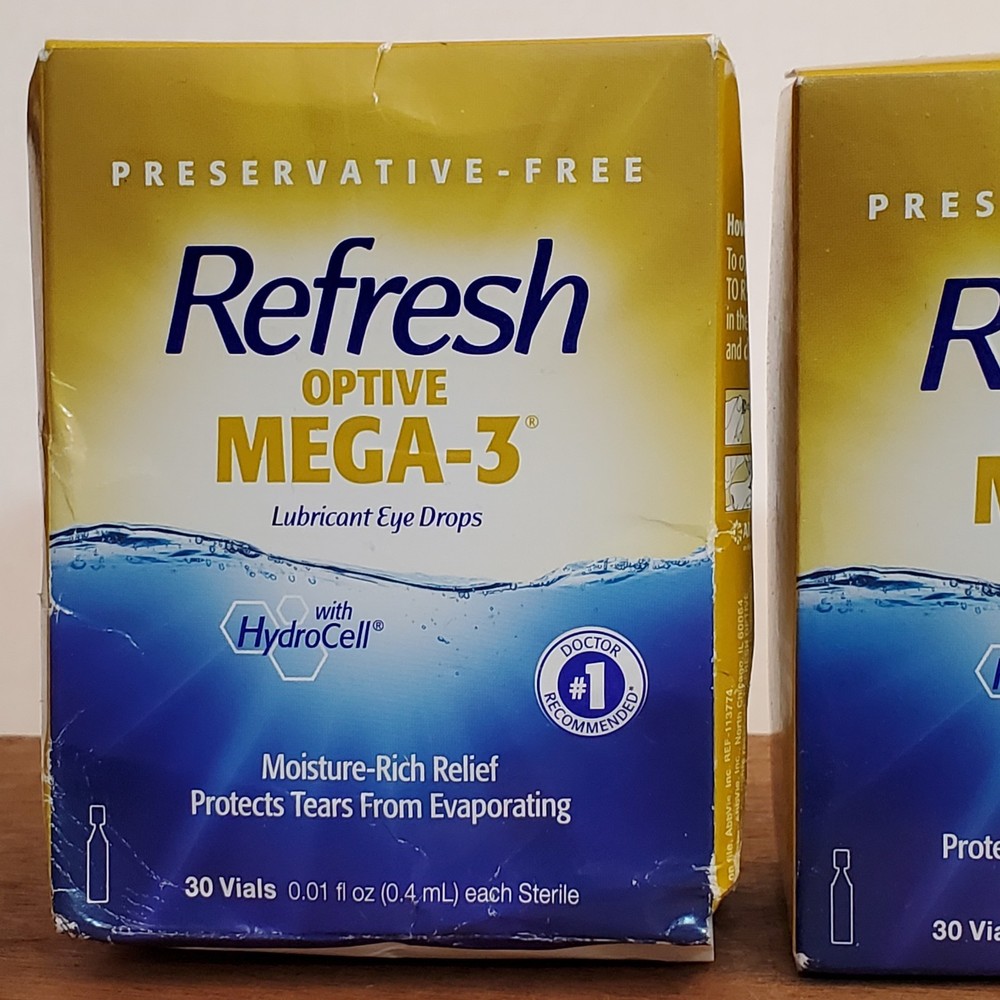 2x Refresh Optive Mega-3 Lubricant Eye Drops 30 Ct Each Pack 2027