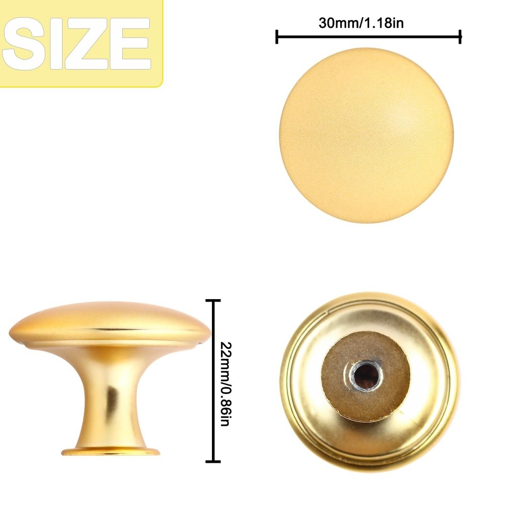 20 Pack Golden Plated Round Shining Kitchen Cabinet Knobs Cupboard Door Knobs...