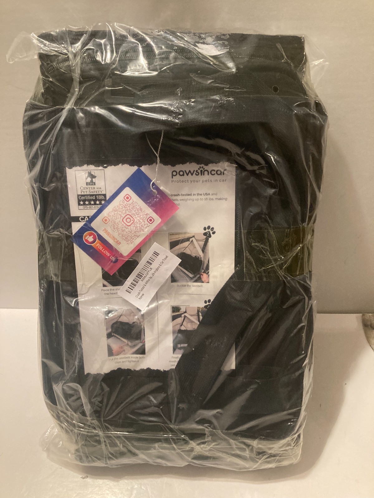 NEW Pawsincar Black Expandable Pet Carrier Airline Approved Crash Tested