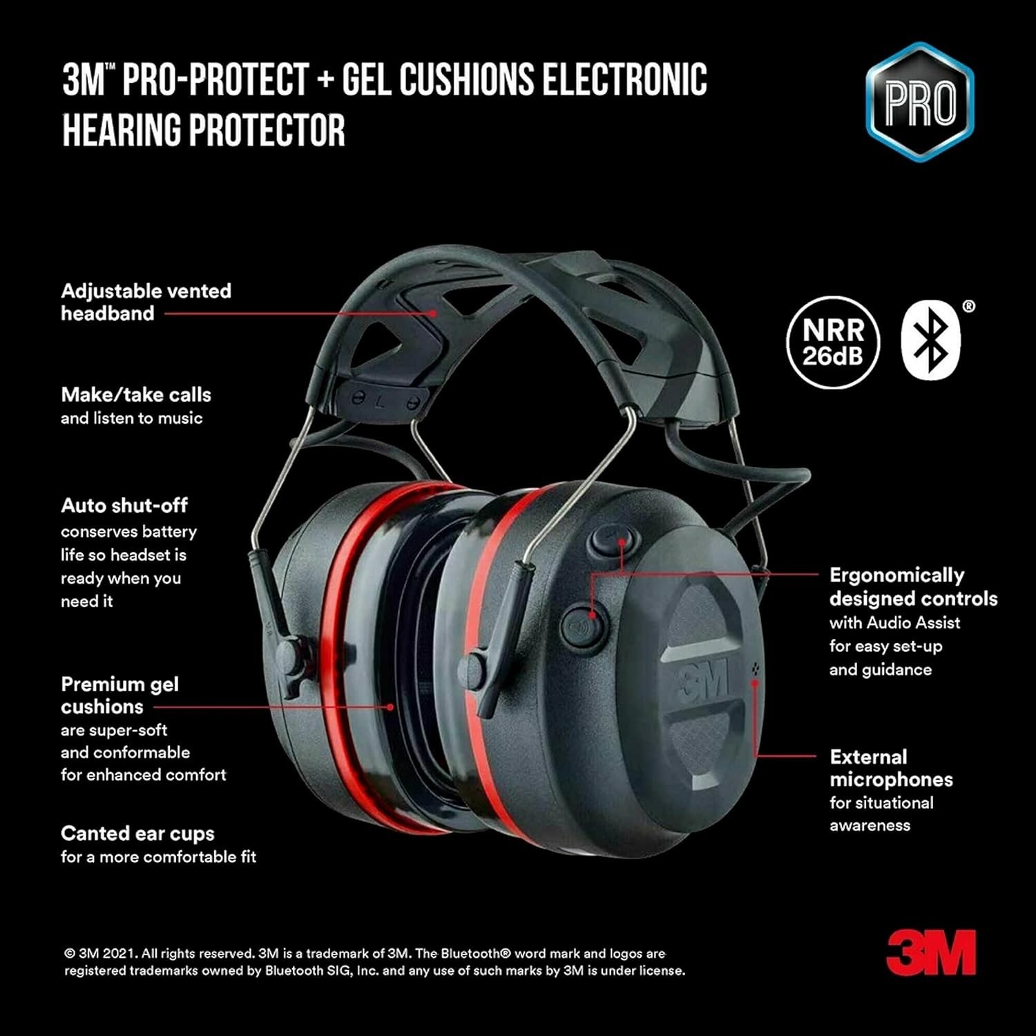 NEW 3M Pro-Protect Wireless Electronic Hearing Protector w/Bluetooth Technology