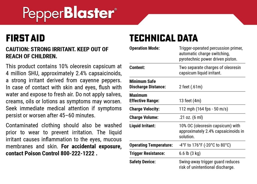 Less-Lethal PepperBlaster 3 - (3 Pack) - Red