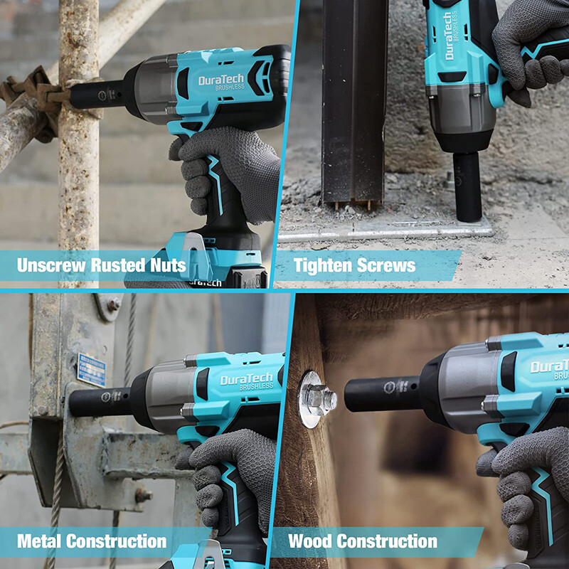 DURATECH 20V Cordless Impact Wrench Sets 1/2" Brushless Impact Driver 600 Ft-Lbs