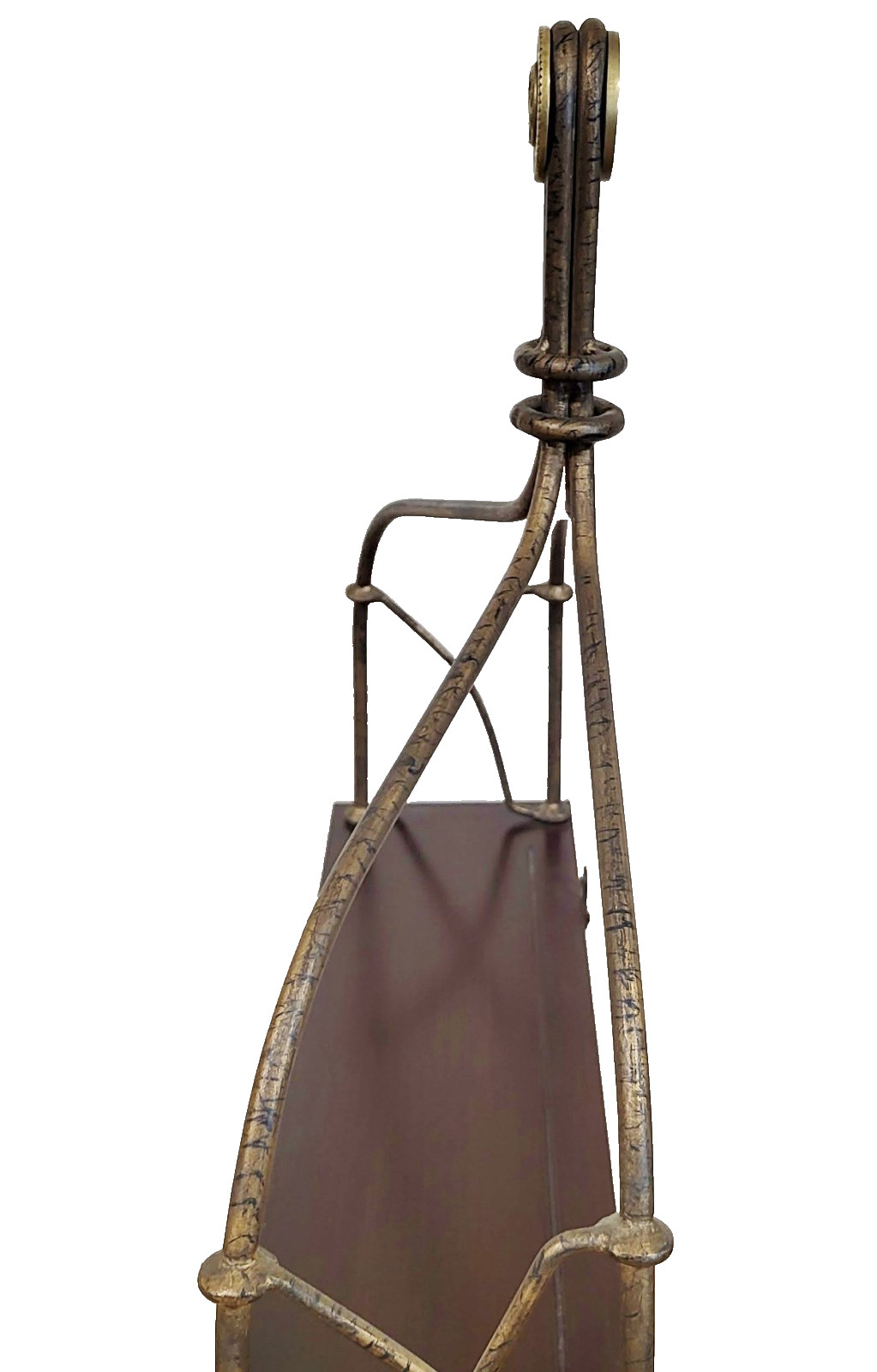 Vintage Mid-Century MODERN Rope & Tassel BRONZE Display Wall ETAGERE Bookshelf