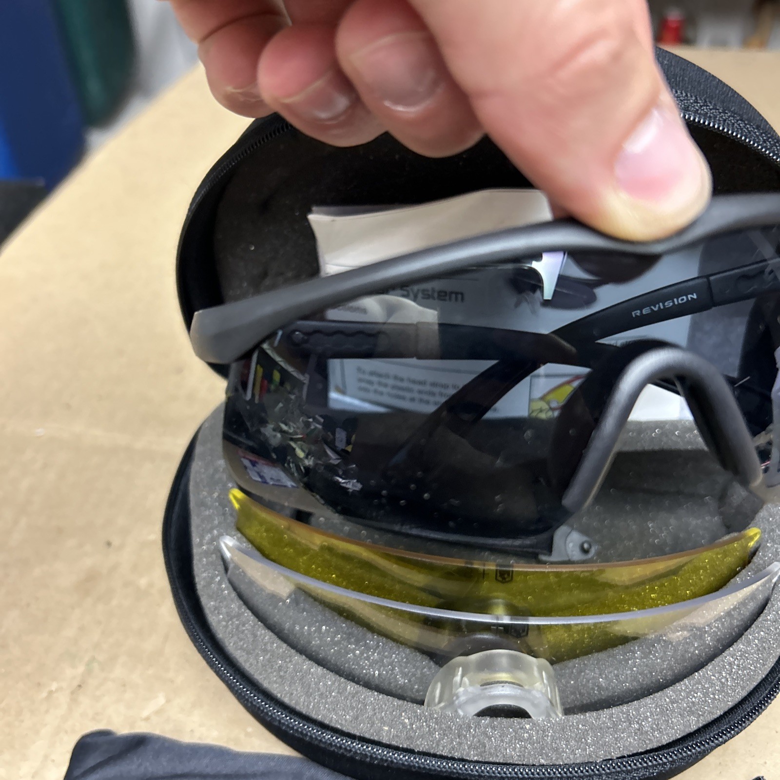 Revision Military Black Safety Glasses With Case And Lens ANSI Z 87 Impact