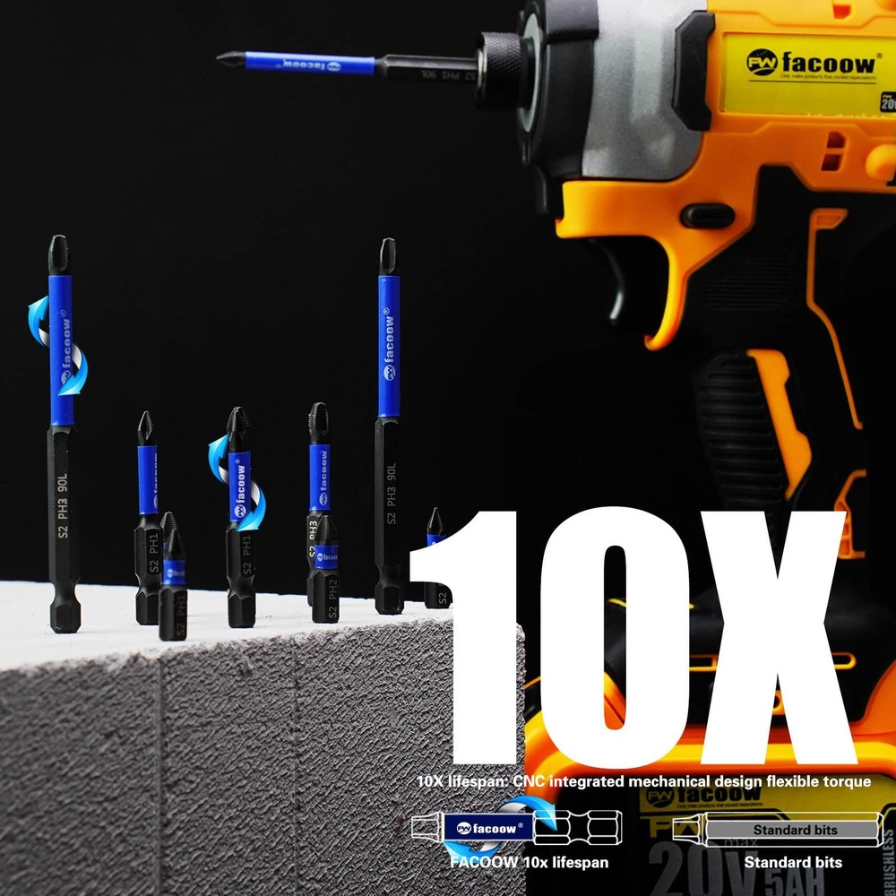 15 Pack Phillips Impact Driver Bits, #2 Phillips Head Magnetic Screwdriver Bits