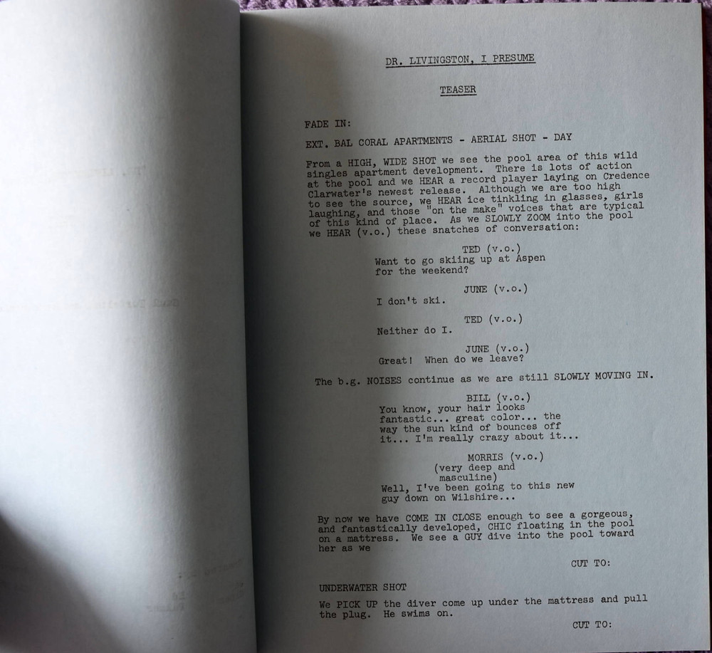 1969 " Dr. Livingstone, I Presume " Pilot Original Final Draft Screenplay Script