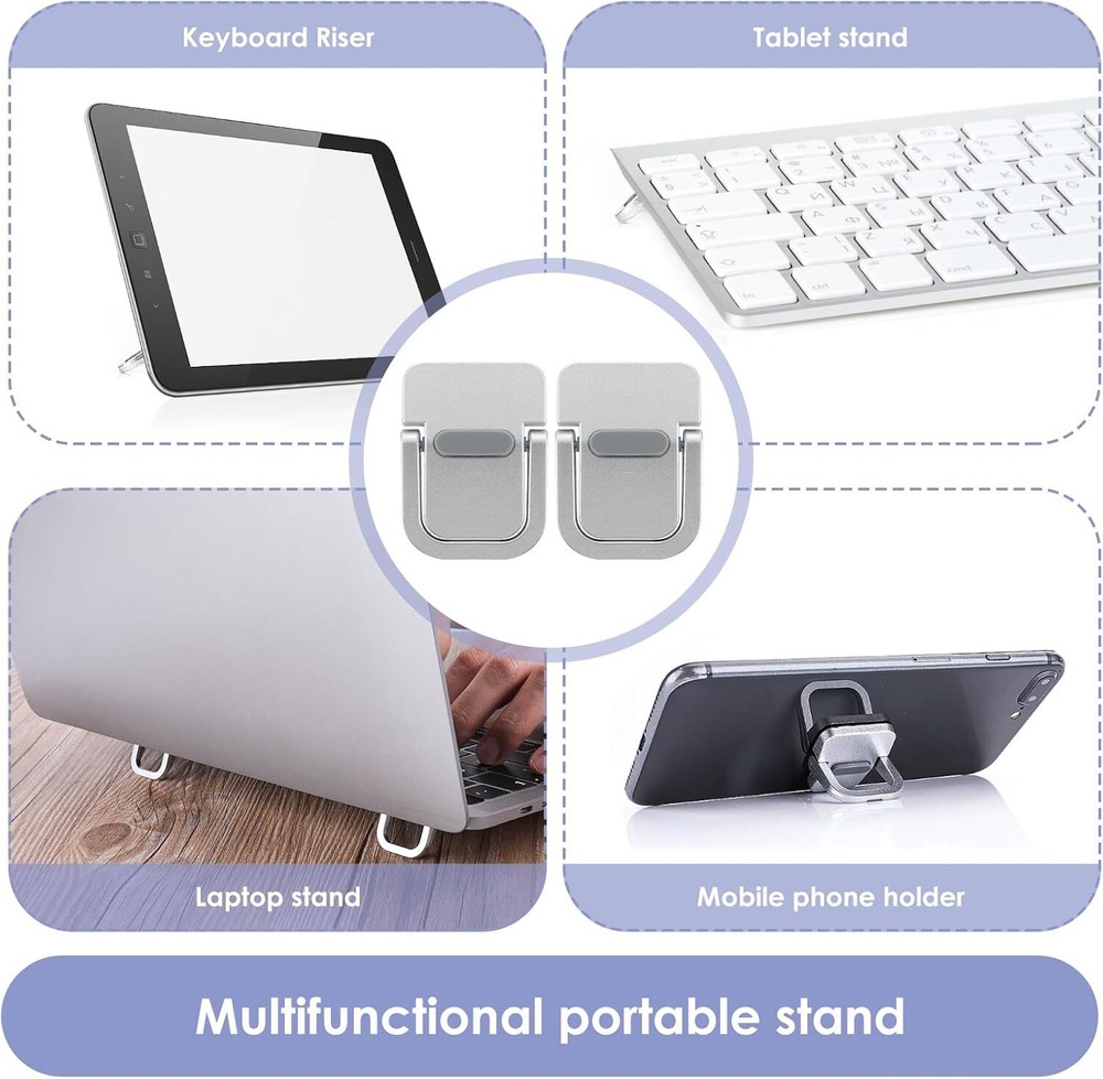 Giantree 2 Pcs Mini Computer Keyboard Stand for Desk, Portable Silver