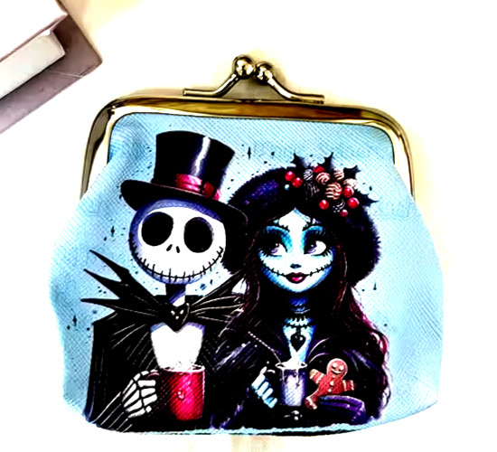 Nightmare Before Christmas Coin Purse Jack Skellington & Sally Cartoon Design