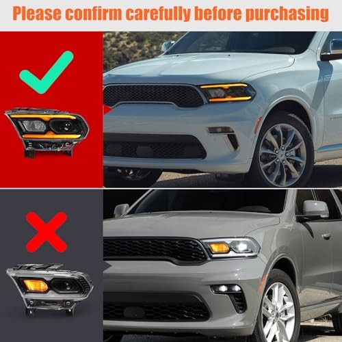 Full LED Headlight Assembly Compatible with Dodge Durango 2021 Left(Driver)
