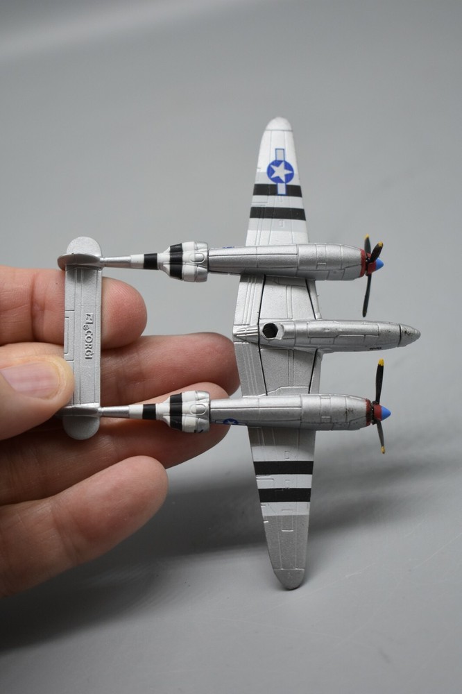 Diecast Lockheed P-38 Lightning, CORGI, Heavy Fighter, 4" W, 3" Long