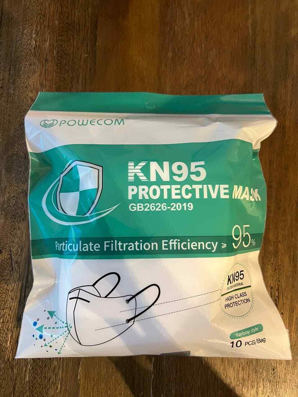 10 PCS Powecom KN95 Protective Face Mask Respirator - Black | White ✅GB2626-2019