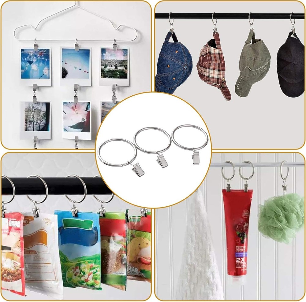 Rustproof Curtain Ring Clips - 20pcs, 2'' Inner Diameter for Security