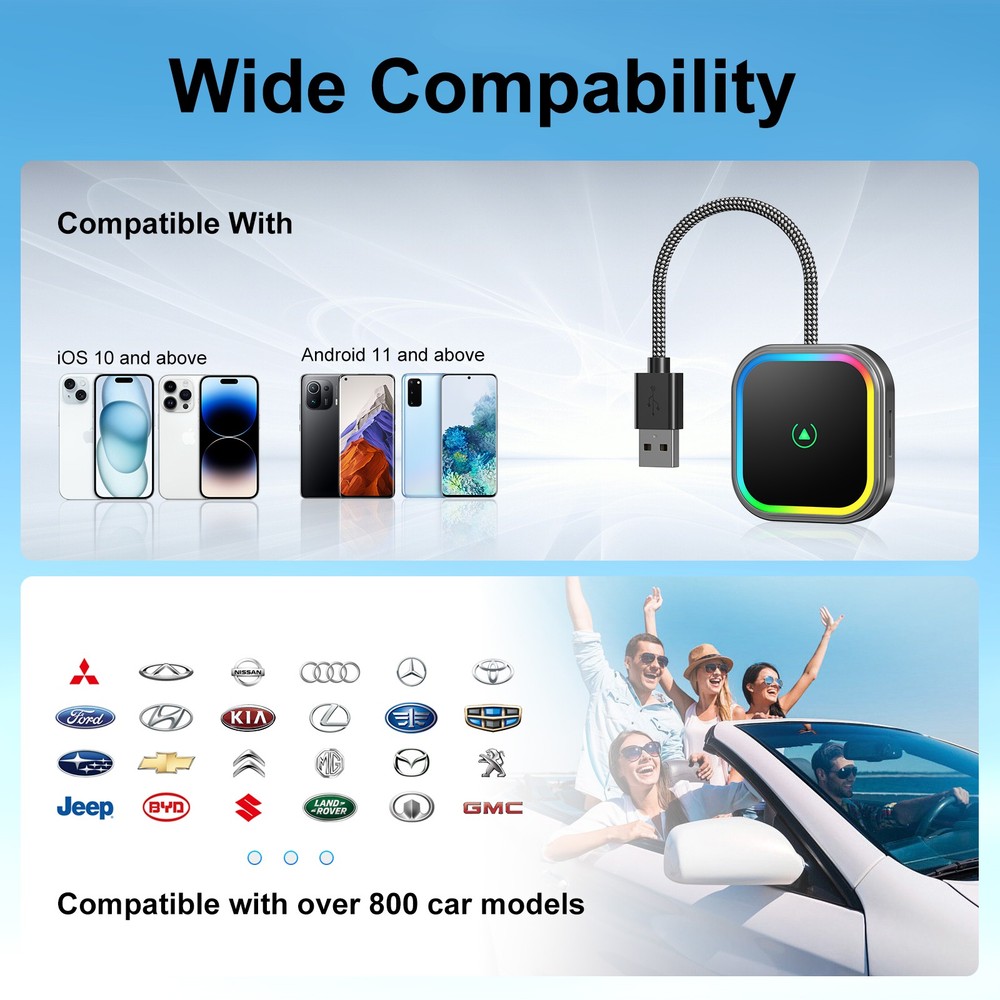 USB Auto Wireless CarPlay Adapter For iPhone Apple Wireless Dongle Plug ＆ Play