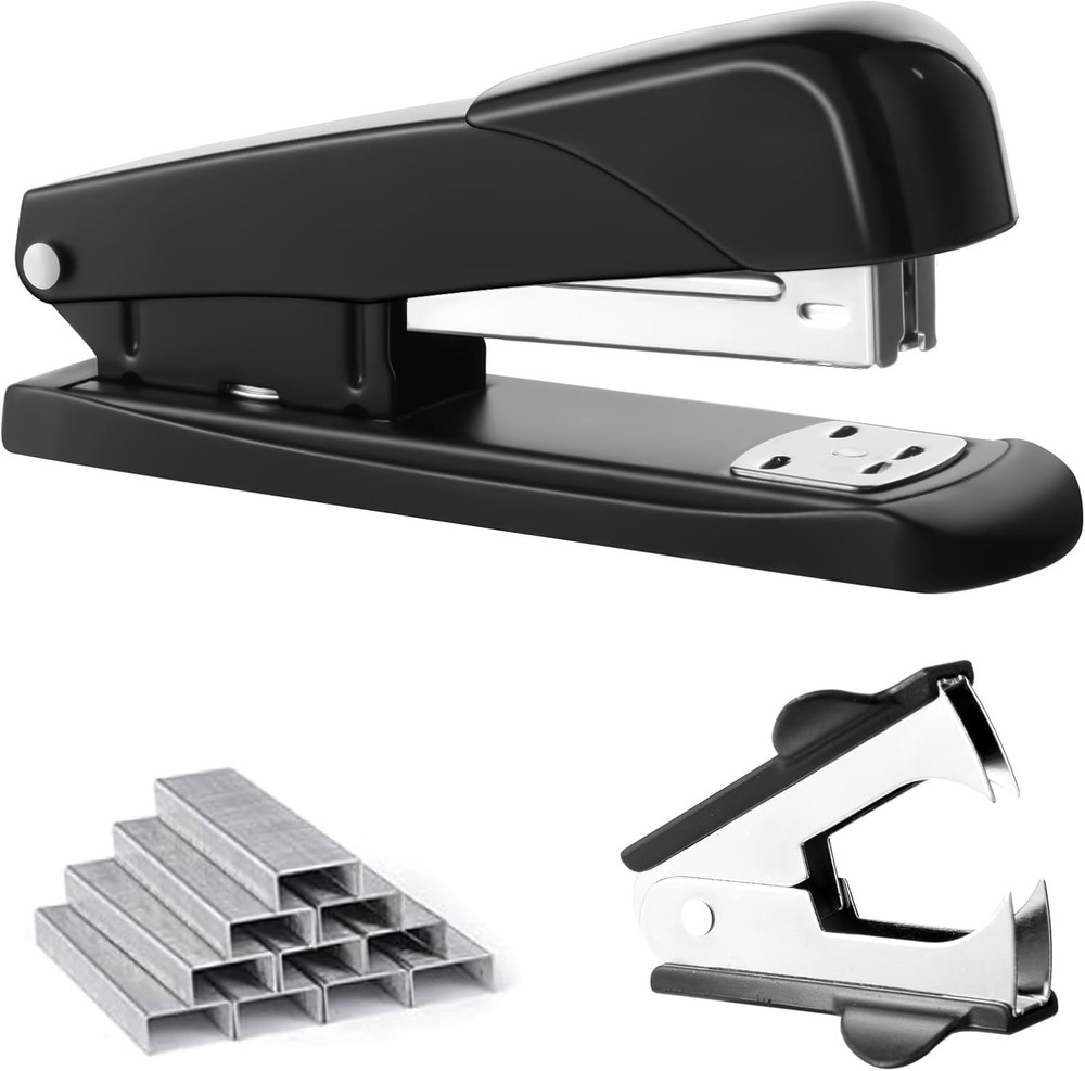 Black Modern Office Stapler, 25 Sheet Capacity, Automatic, Includes 1000 Staples