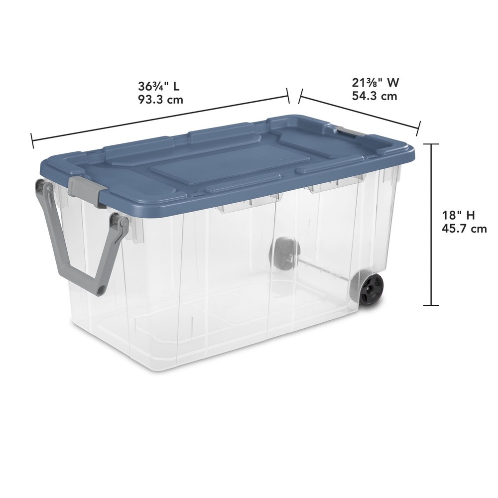 Sterilite 160 Quart Extra-Large Wheeled Storage Bin, Clear Storage Container