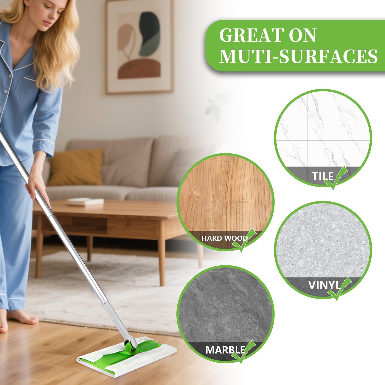 Dry Sweeping Cloths Disposable Mop Pads Refills Compatible with Swiffer