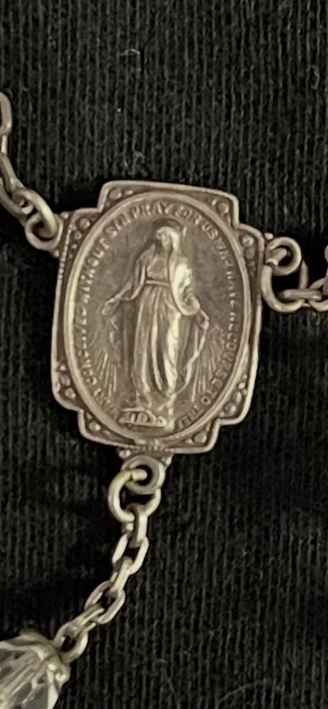 1870’-1920’s Catholic Rosary Sterling Silver Crucifix With Beads