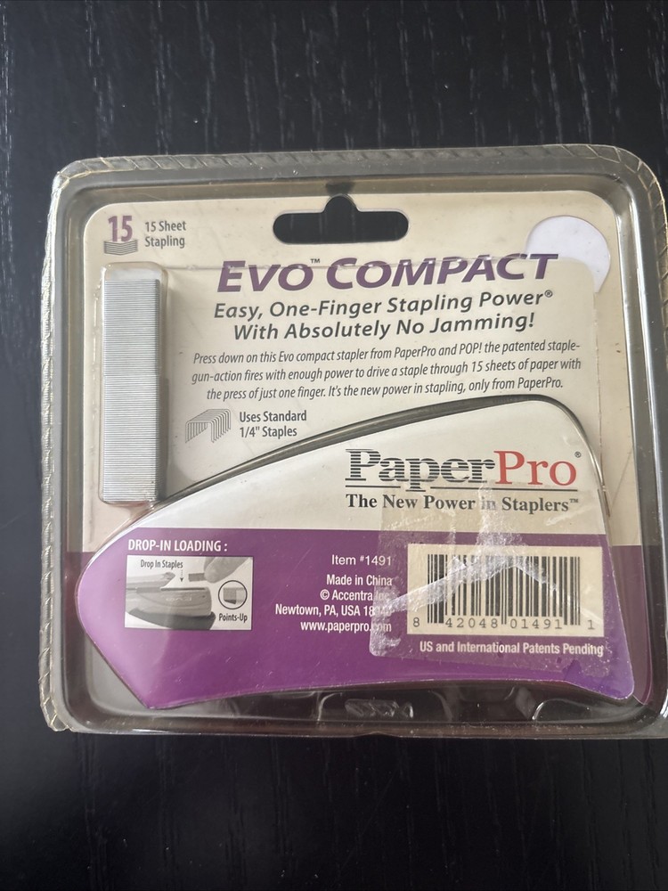 Paperpro Desktop Stapler, EVO 15-Sheet Capacity, Black/Red Spring Powered