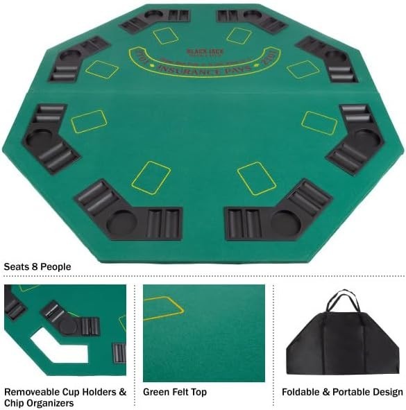 Transform Your Game Night with 48-Inch Octagonal Folding Poker Table Top