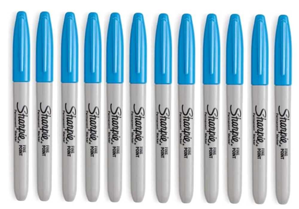 Sharpie Permanent Marker, Fine Point, Light Blue Ink, 12 Count