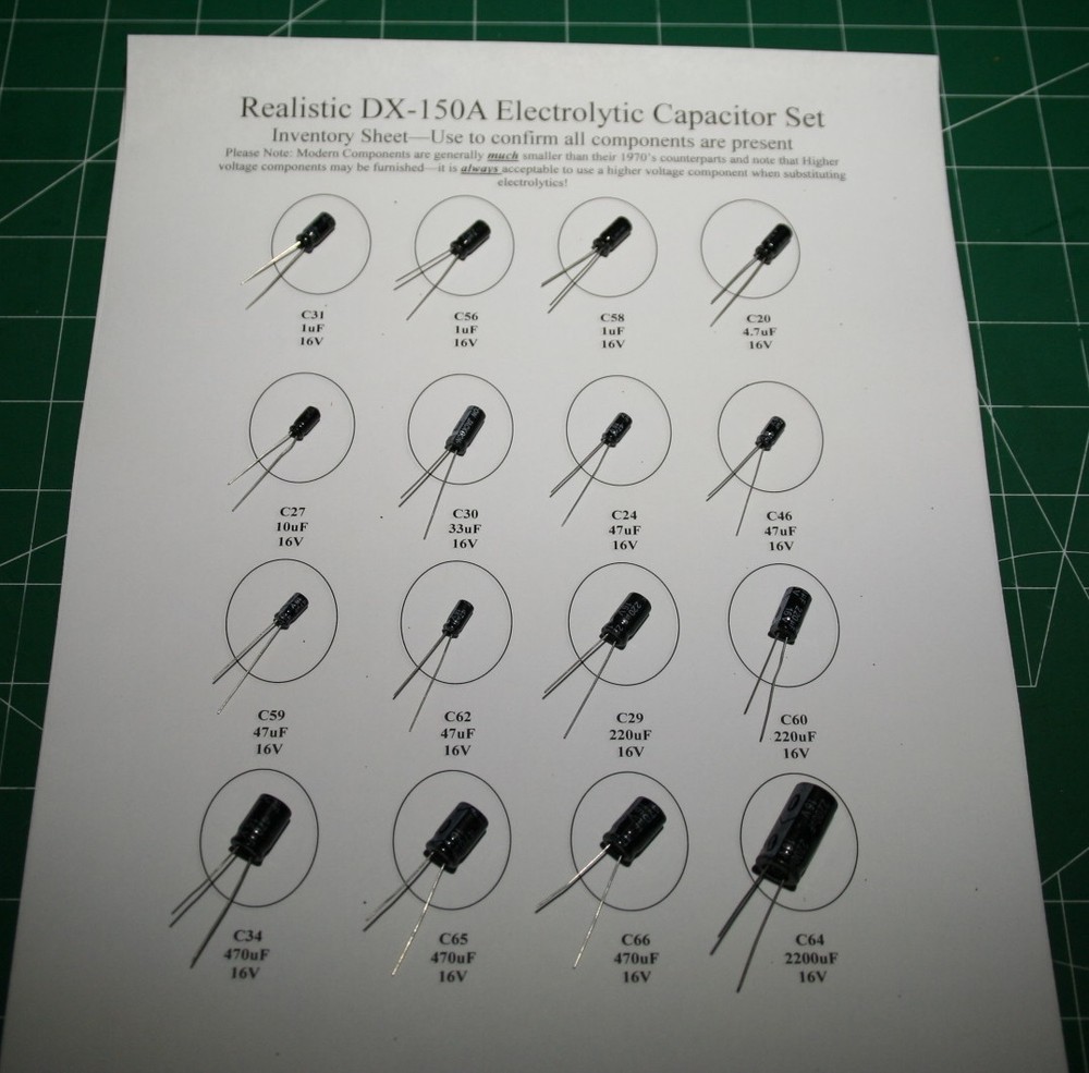 Realistic DX-150A Electrolytic Capacitor rE-Cap Kit - Premium