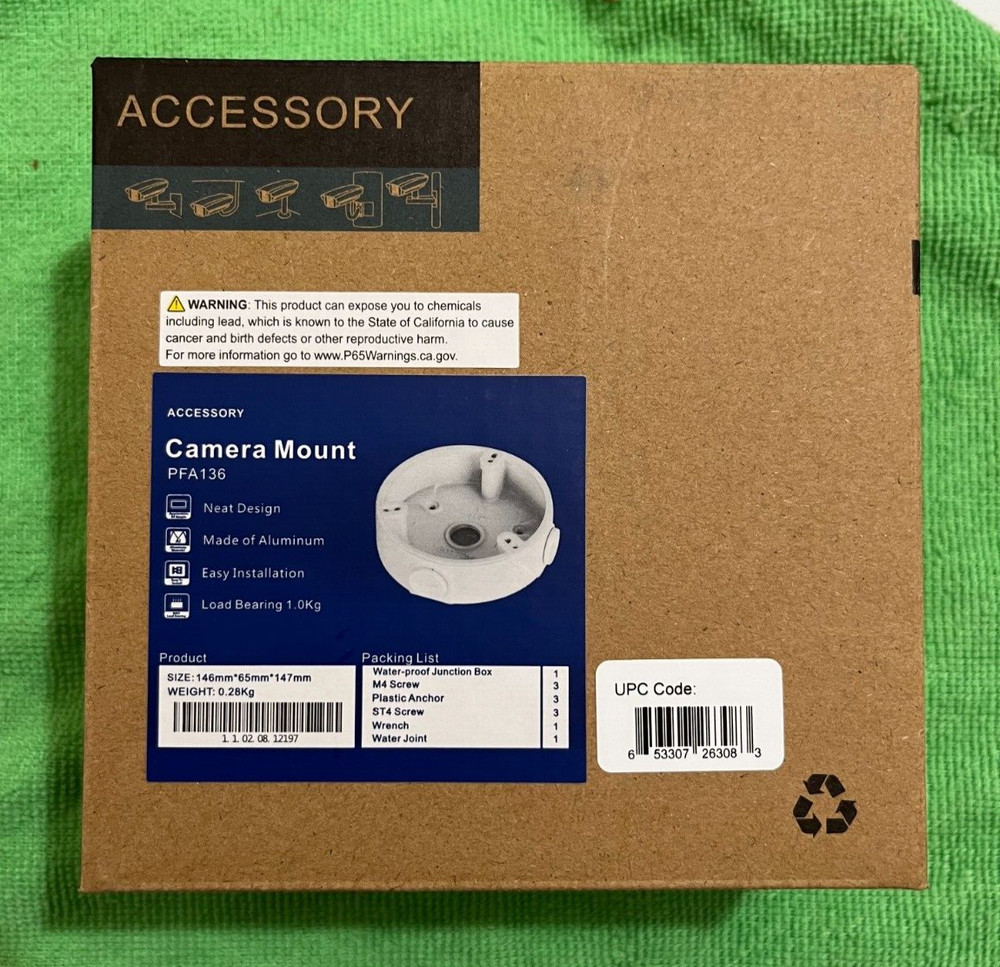 Camera mount PFA136 Wall Mounting Junction Box for Select CCTV Security Camera