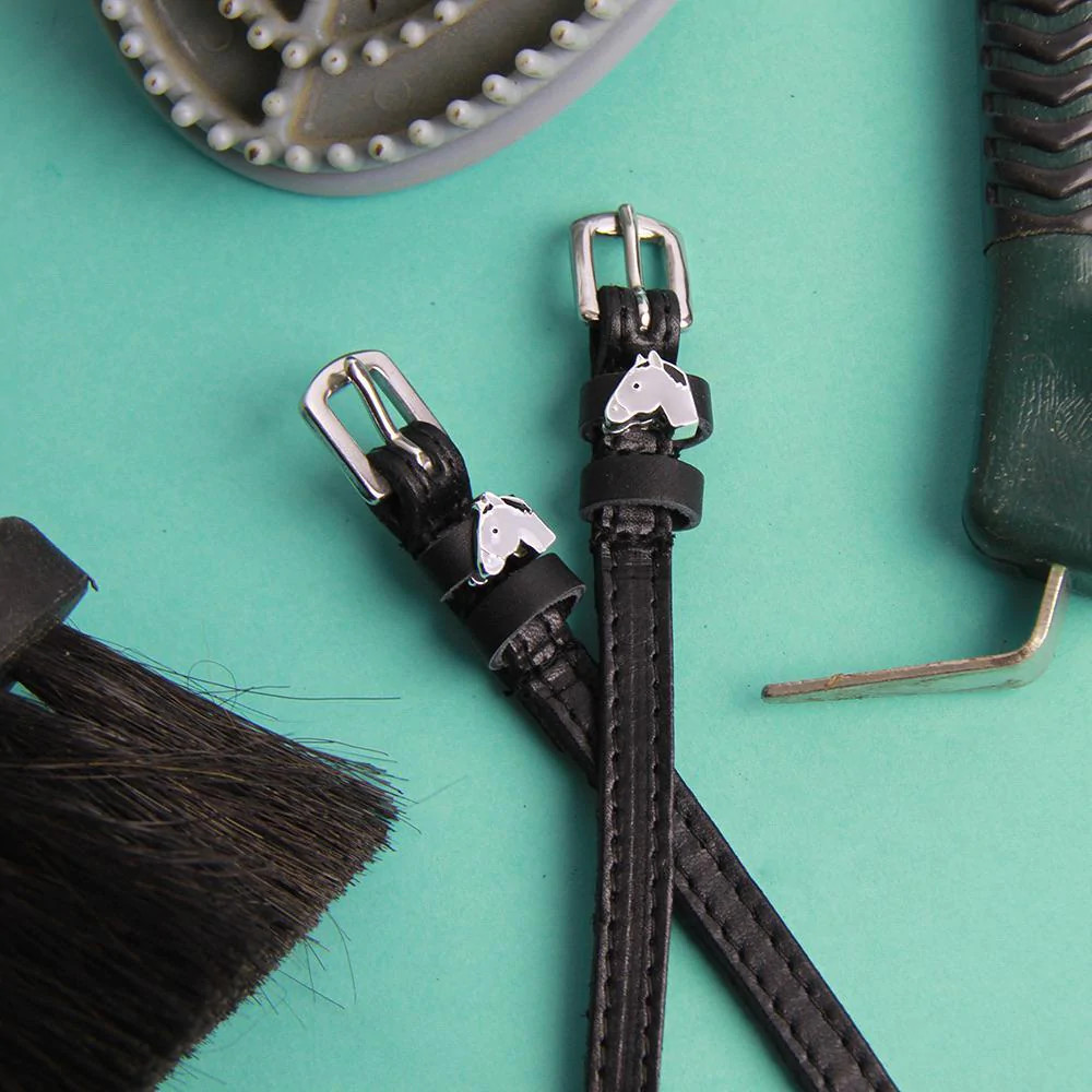 Grey Horse Head Designer Spur Straps