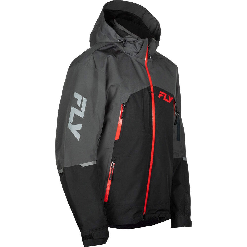 Fly Racing Incline Snowmobile Jacket Shell - Grey with Black & Red
