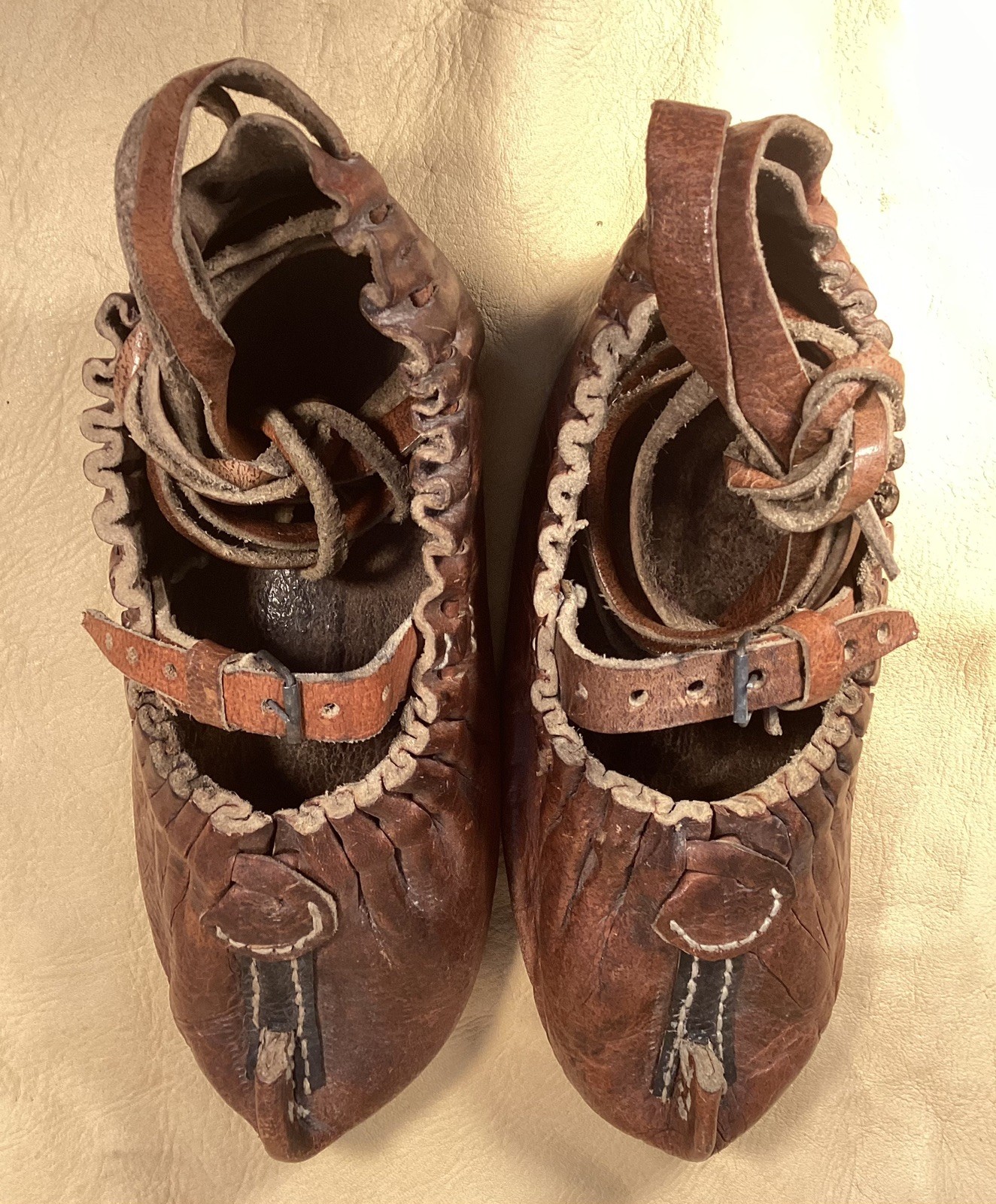 Antique 18th C. Scandinavian Reindeer Moccasins Sami Mukluks Caribou Finnish