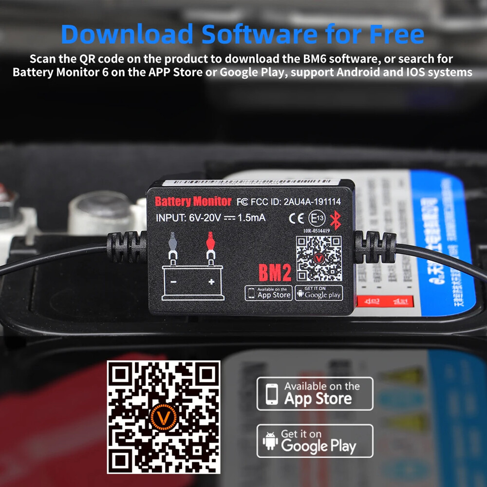 Battery Tester Bluetooth Analyzer 12V Voltage Test Diagnostic Tool For Samsung
