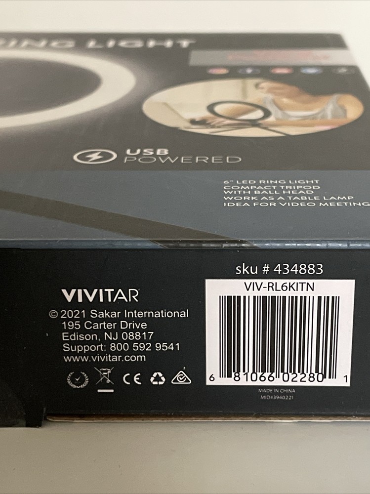 LED Ring Light: Vivitar 6" inch- USB- Vlogging Kit