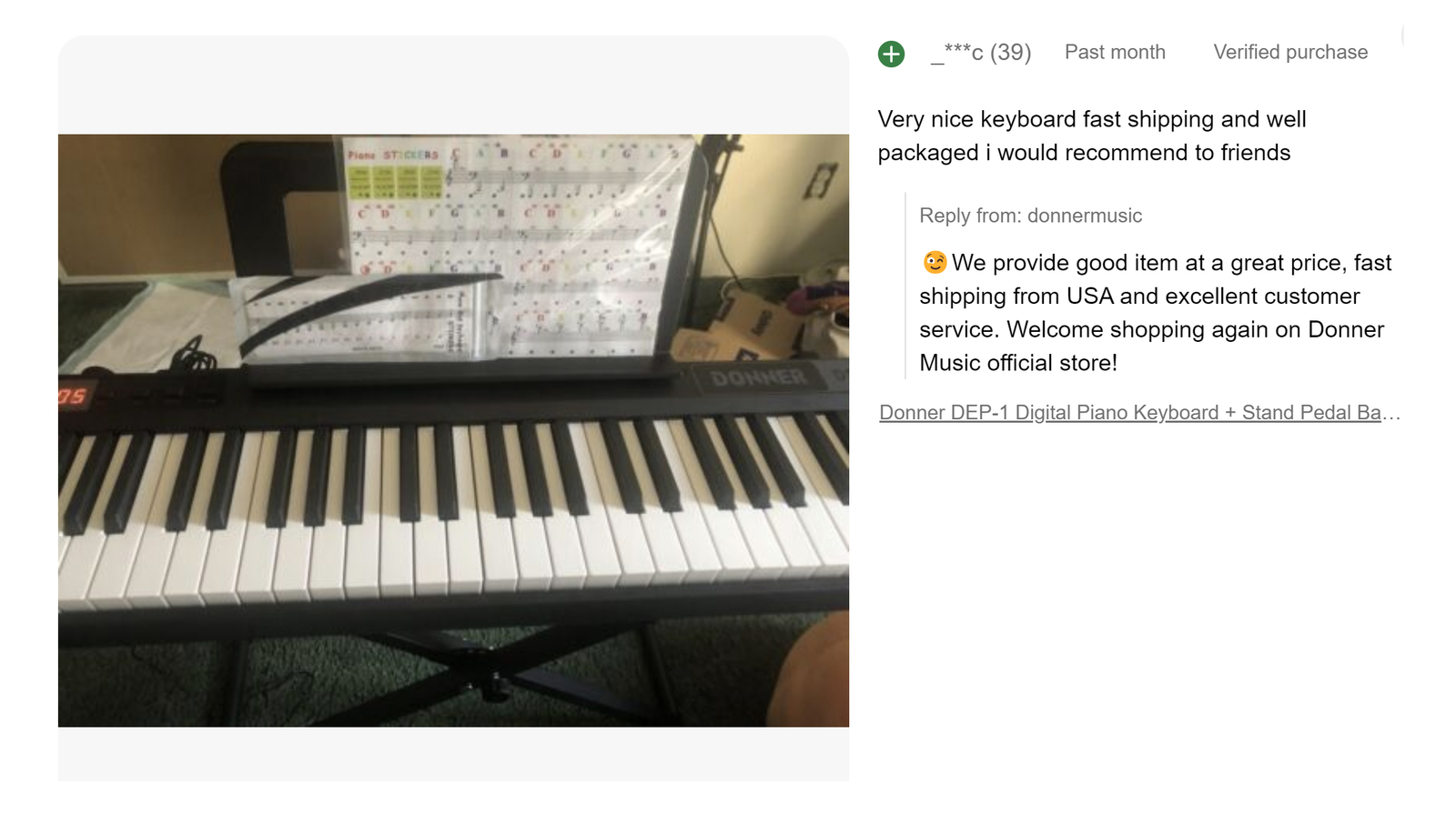 Donner DEP-1 88-Key Digital Piano with Sustain Pedal Case