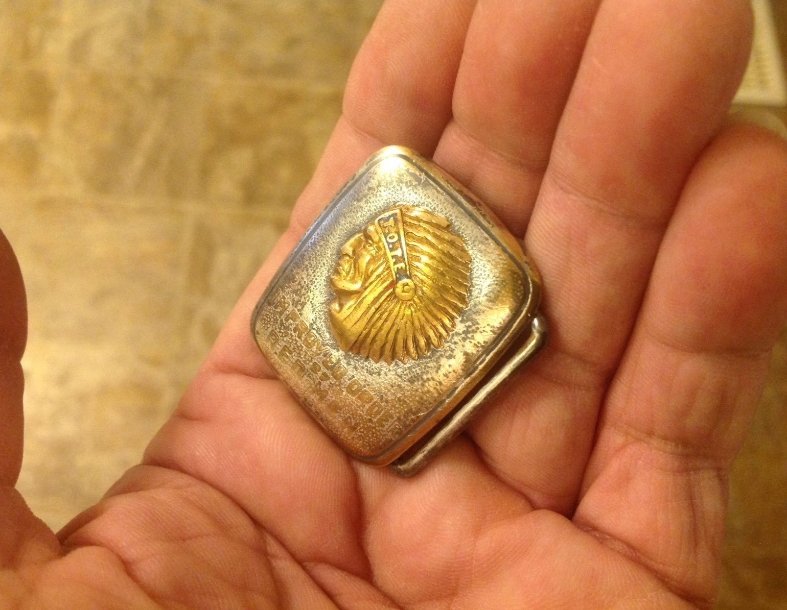 Indian Headdress TOTE Improved Order of Red Men RARE Hickok Belt Buckle BRONZE