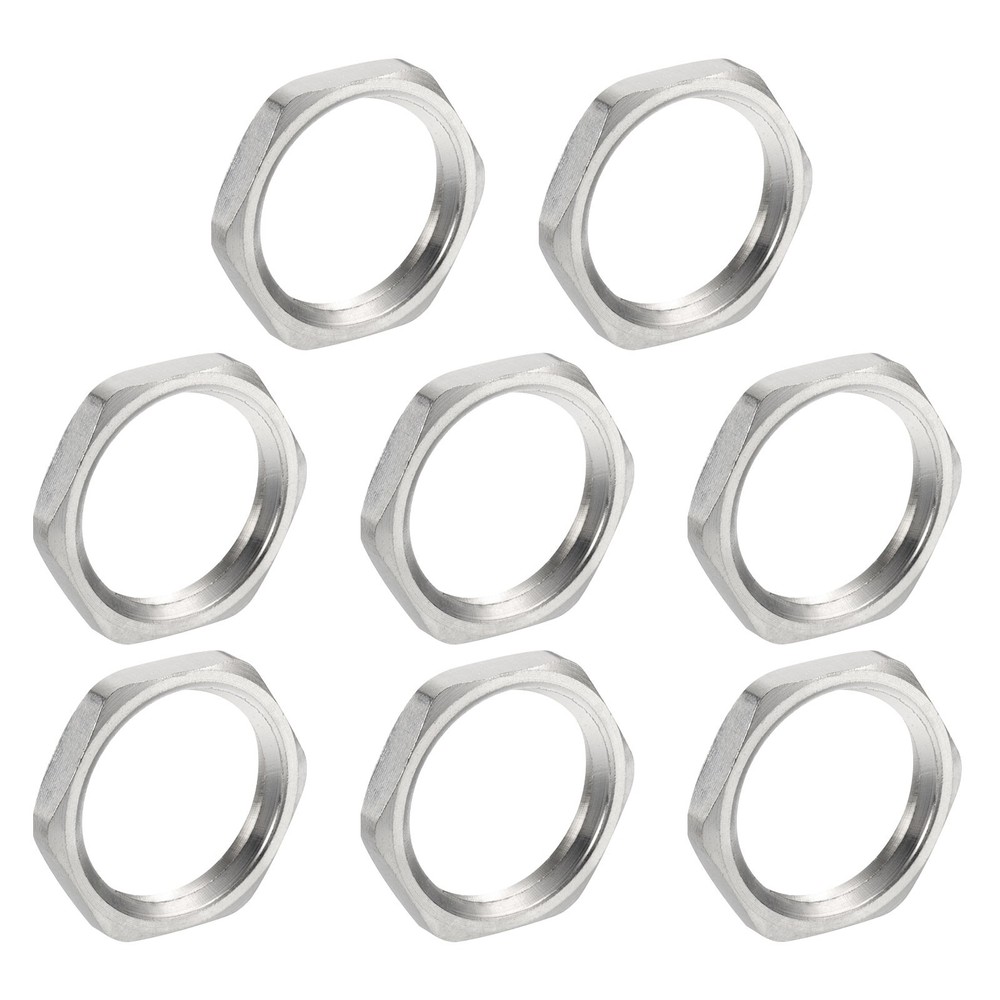 8PCS Cast Pipe Fitting Hex Locknut Nut NPT1/2" Female Thread Silver Tone