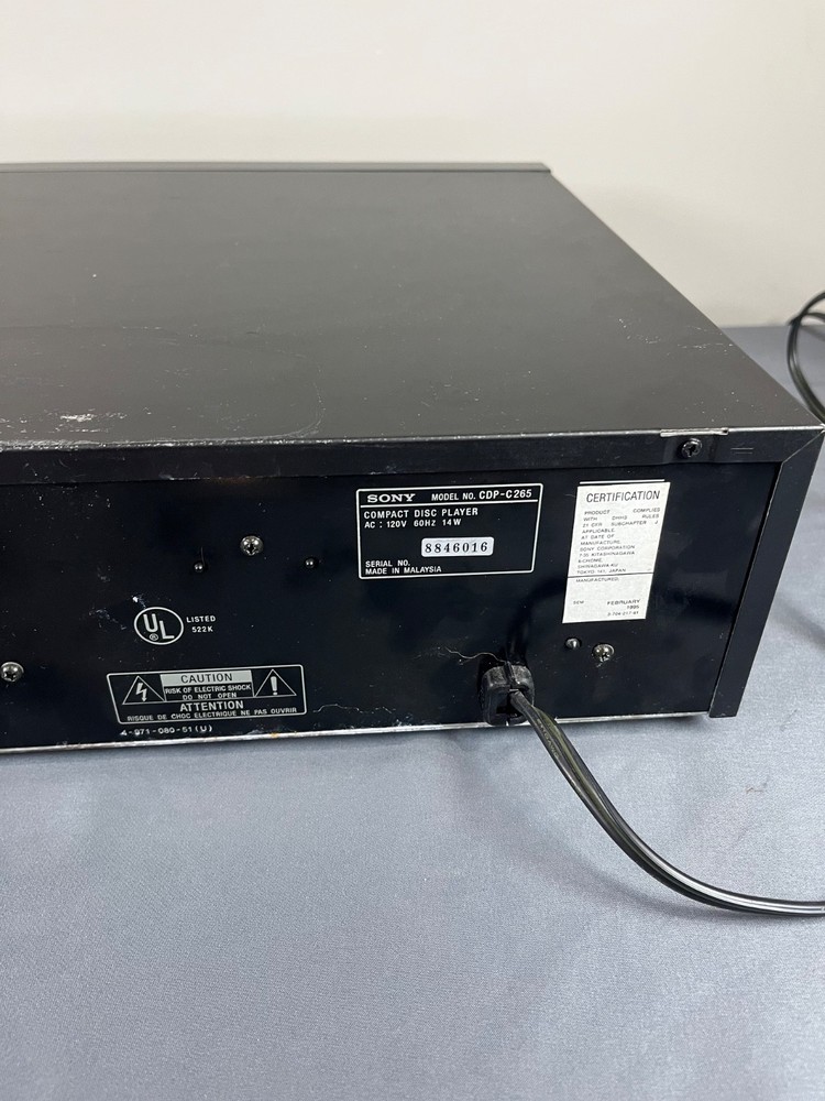 Sony CDP-C265 5-Disc Carousel CD Player Changer - TESTED & WORKING