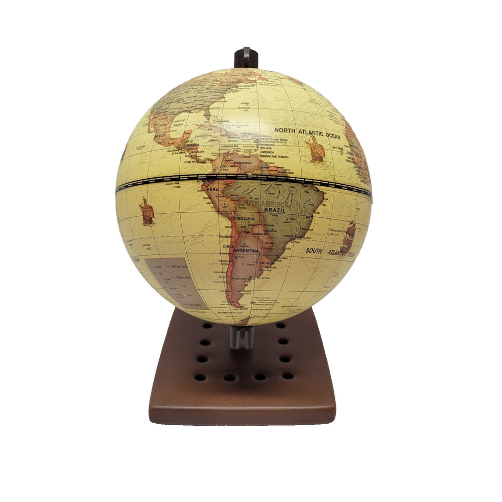 6 in Table Top Rotating Globe / Ceramic Base with Metal holder