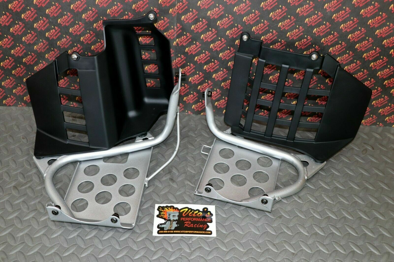 SILVER Heel Guards footrest Yamaha Banshee left right nerf bars plastic BOLT KIT