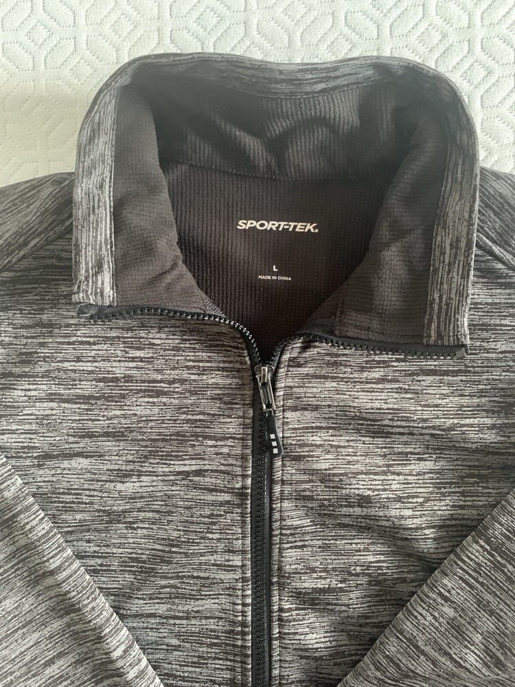 Black Sport-Tek PosiCharge Soft Shell Jacket, Full Zip, Heather, Size Large