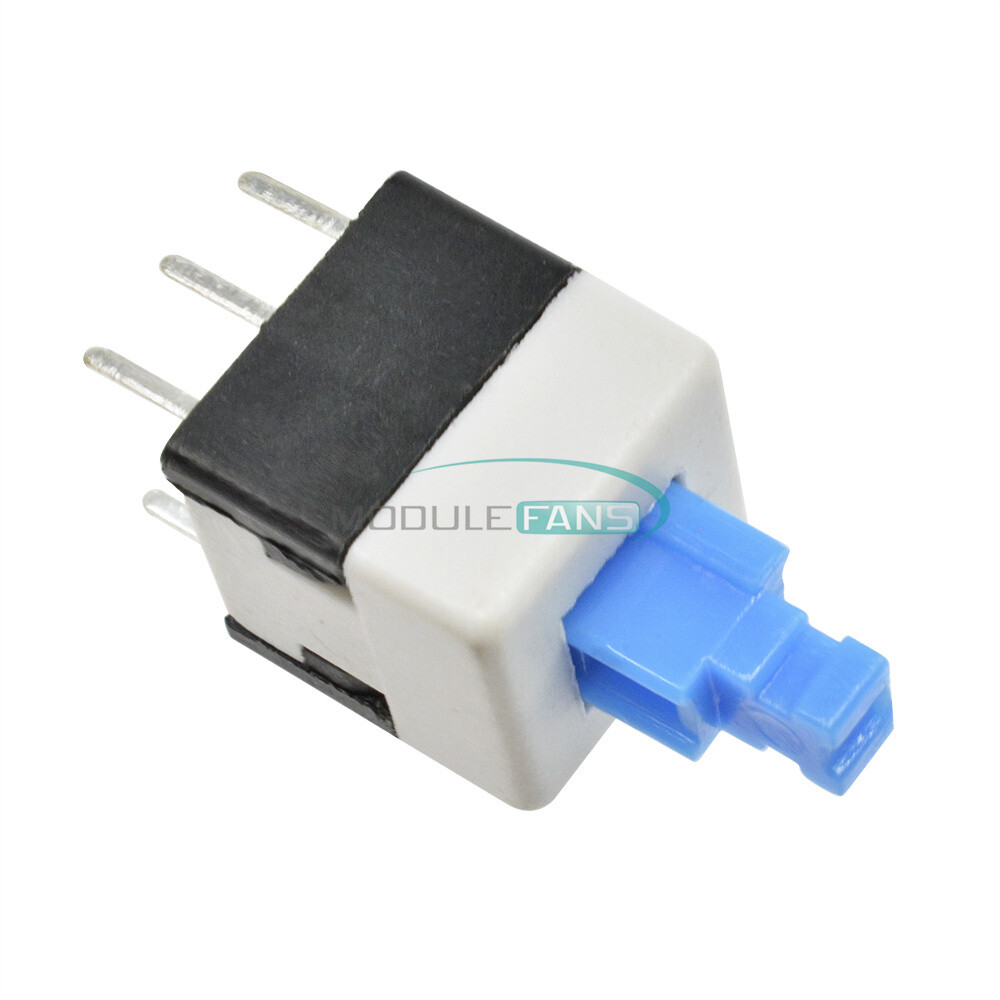 20PCS Blue Cap Self-locking Type Square Blue Button Switch Control 8X8mm