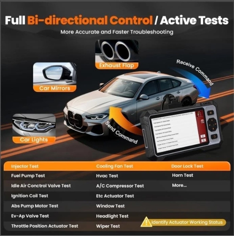 ANCEL FX6000 Bidirectional OBD2 Scanner 10+ Active Test & 7 Reset Services,Top🔥