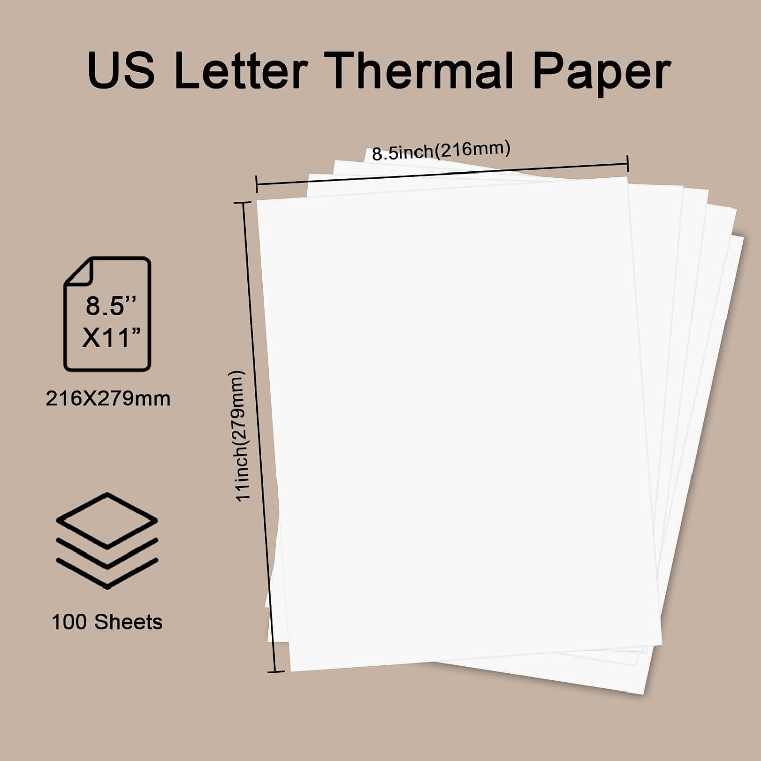 Sheets Thermal Printer Paper US Letter Size Advanced Printing P 100 8.5'' 11''