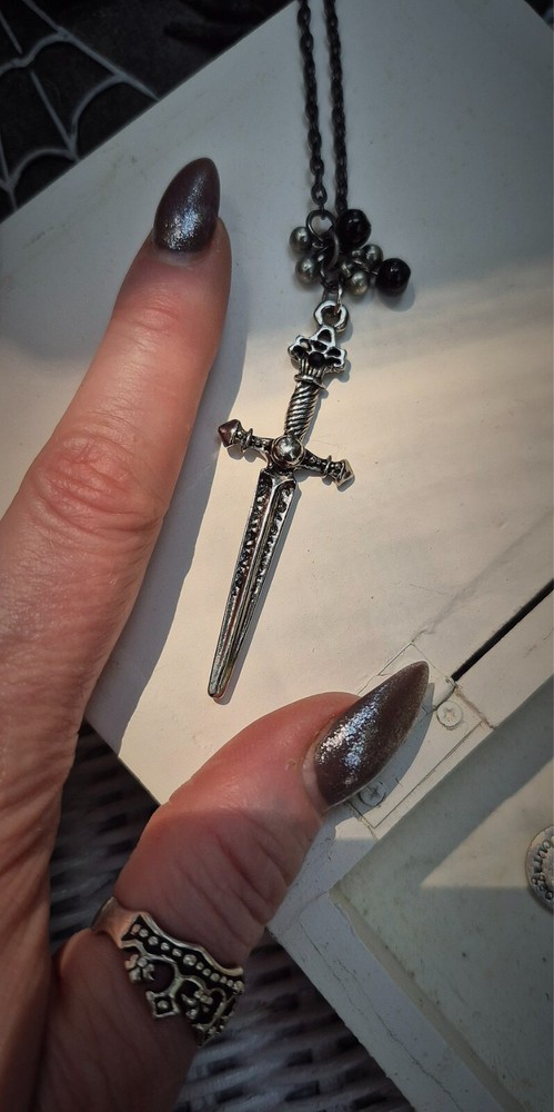 Mini Gothic Dagger Pendant Necklace Handcrafted Gothic Pagan