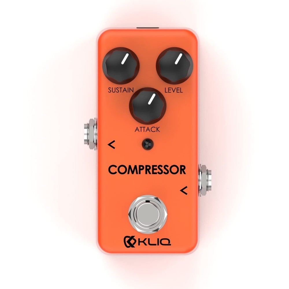 KLIQ Tiny-Compressor Effect Pedal for Guitar & Bass Compressor (Orange)