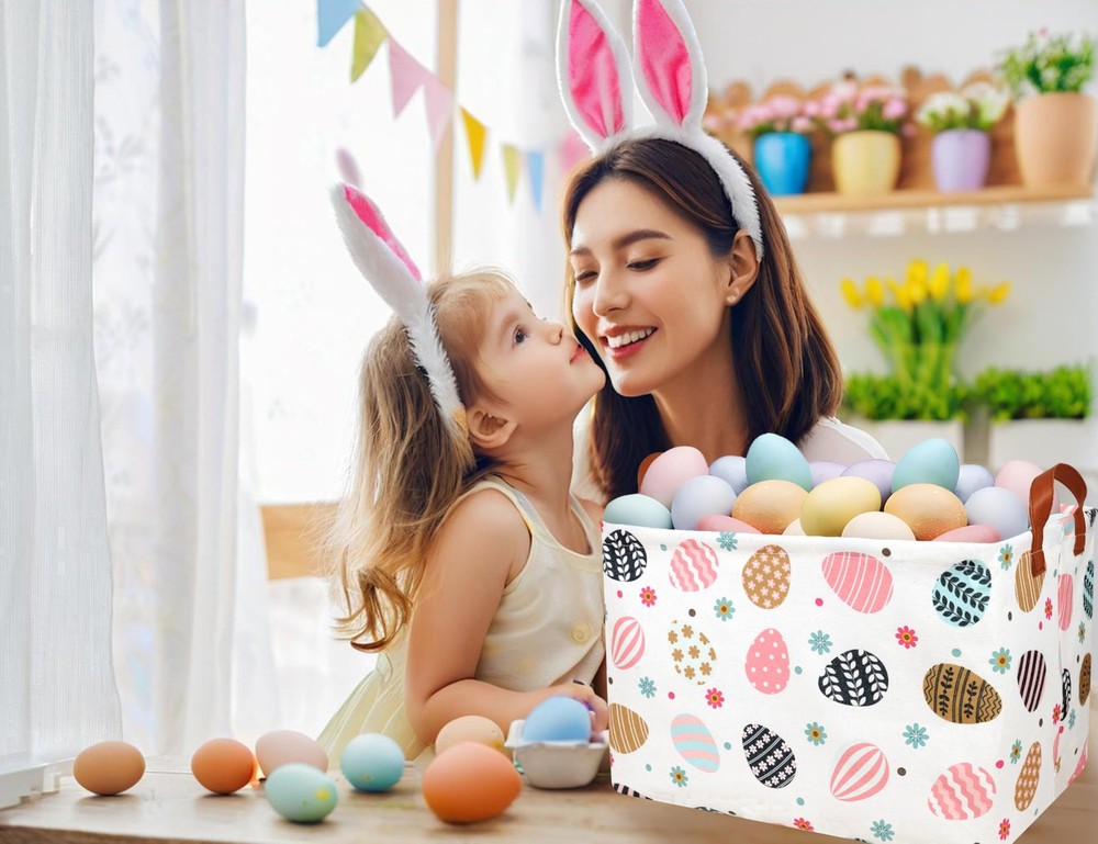 BOOHIT Rectangle Empty Easter Baskets Boy Large Toy Storage Bin Girls collaps...