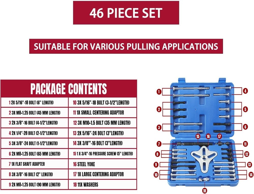 46pc Harmonic Balancer Puller Set, Blue